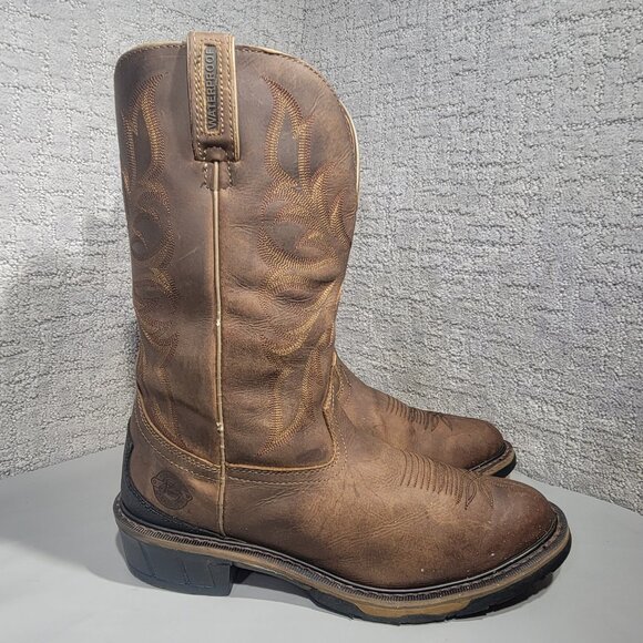 Justin Workboots Men's Size 11 EE US Brown Leather Pull on Western Boots WK4936 - Picture 6 of 10